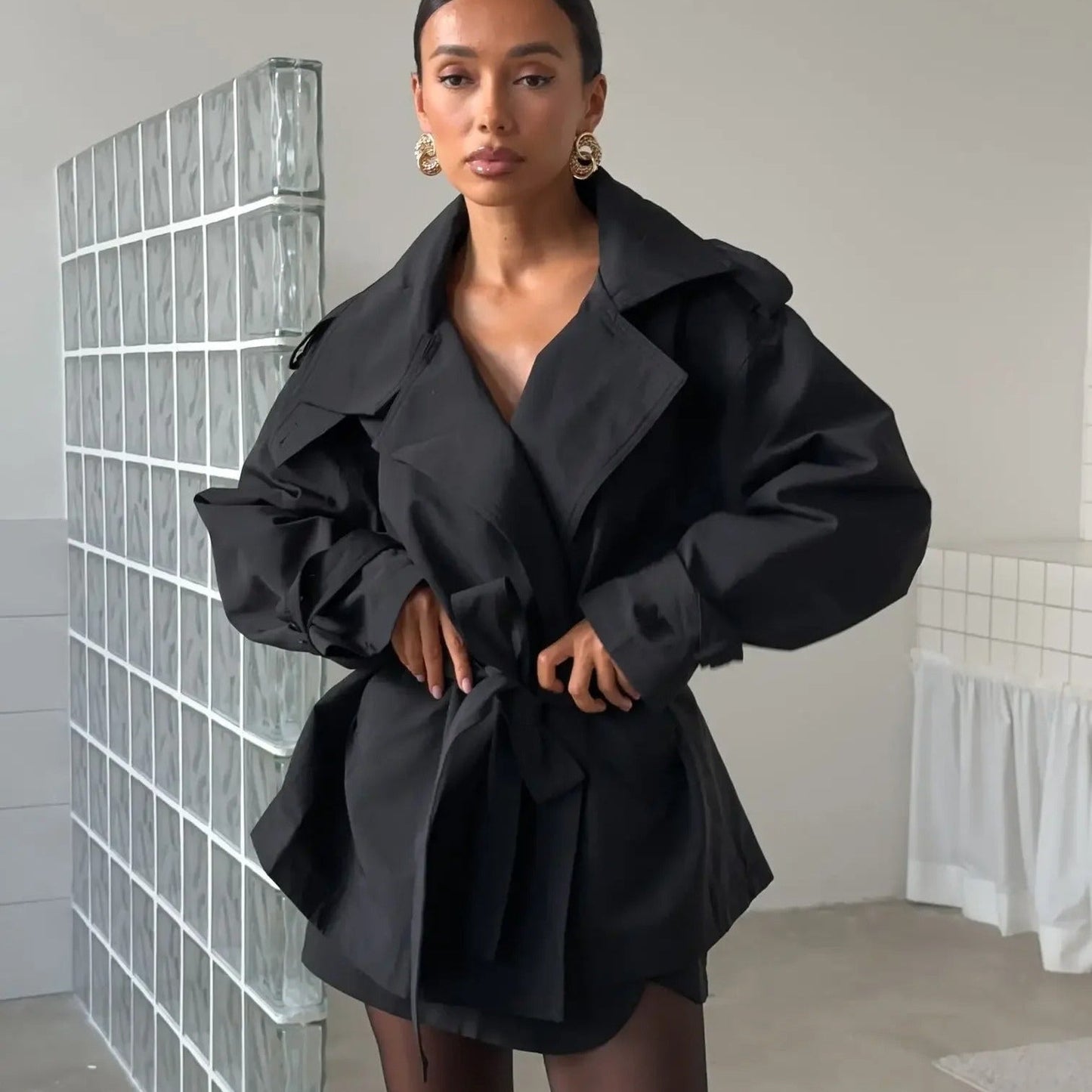SEAME - Naomi Trench Coat Black S