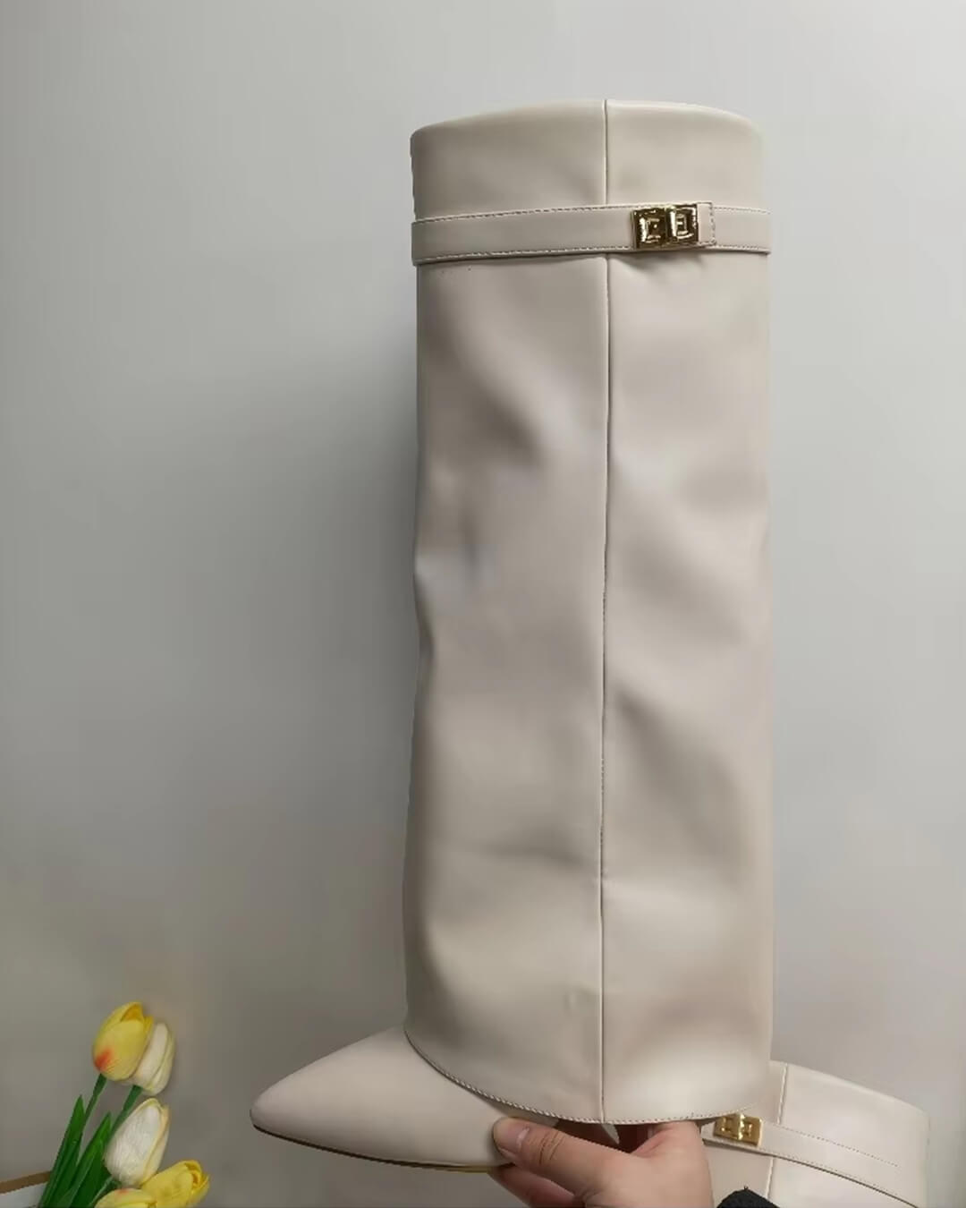 SEAME - Rachelle Leather Boots Beige 35