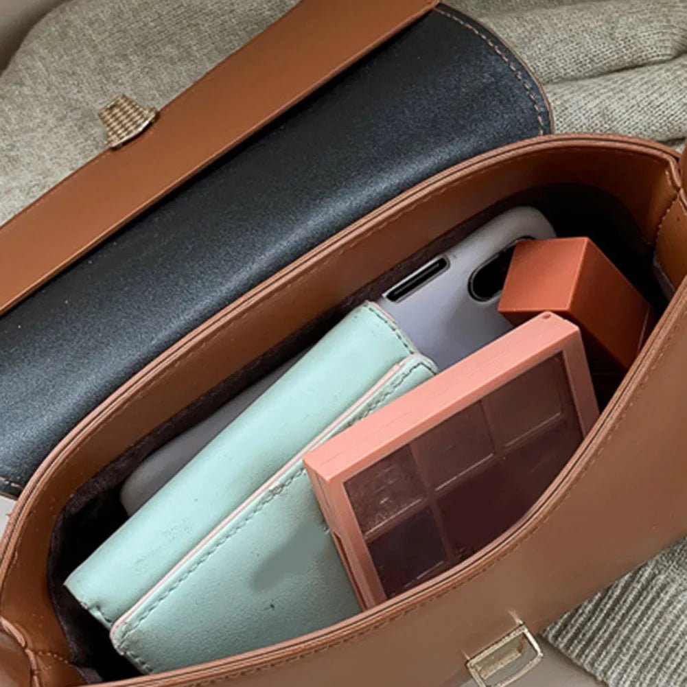 SEAME - SEAME Women's Handbag - Vintage Vegan Leather Shoulder Bag for Casual Use Black