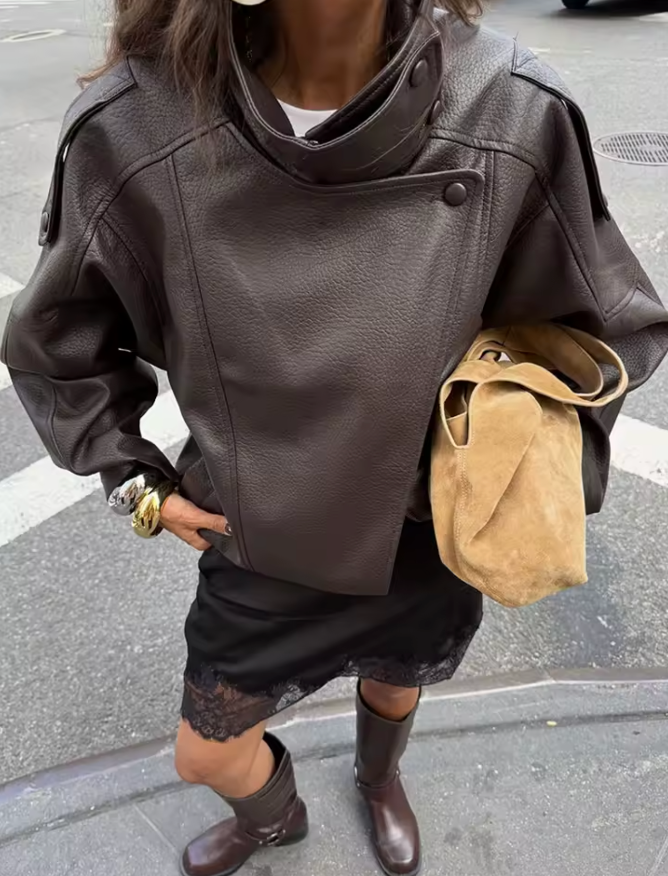 Cecil Asymmetrical Leather Jacket